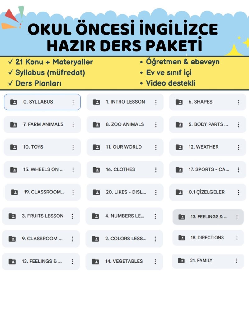 Okul Öncesi İngilizce Hazır Ders Paketi ürün görseli